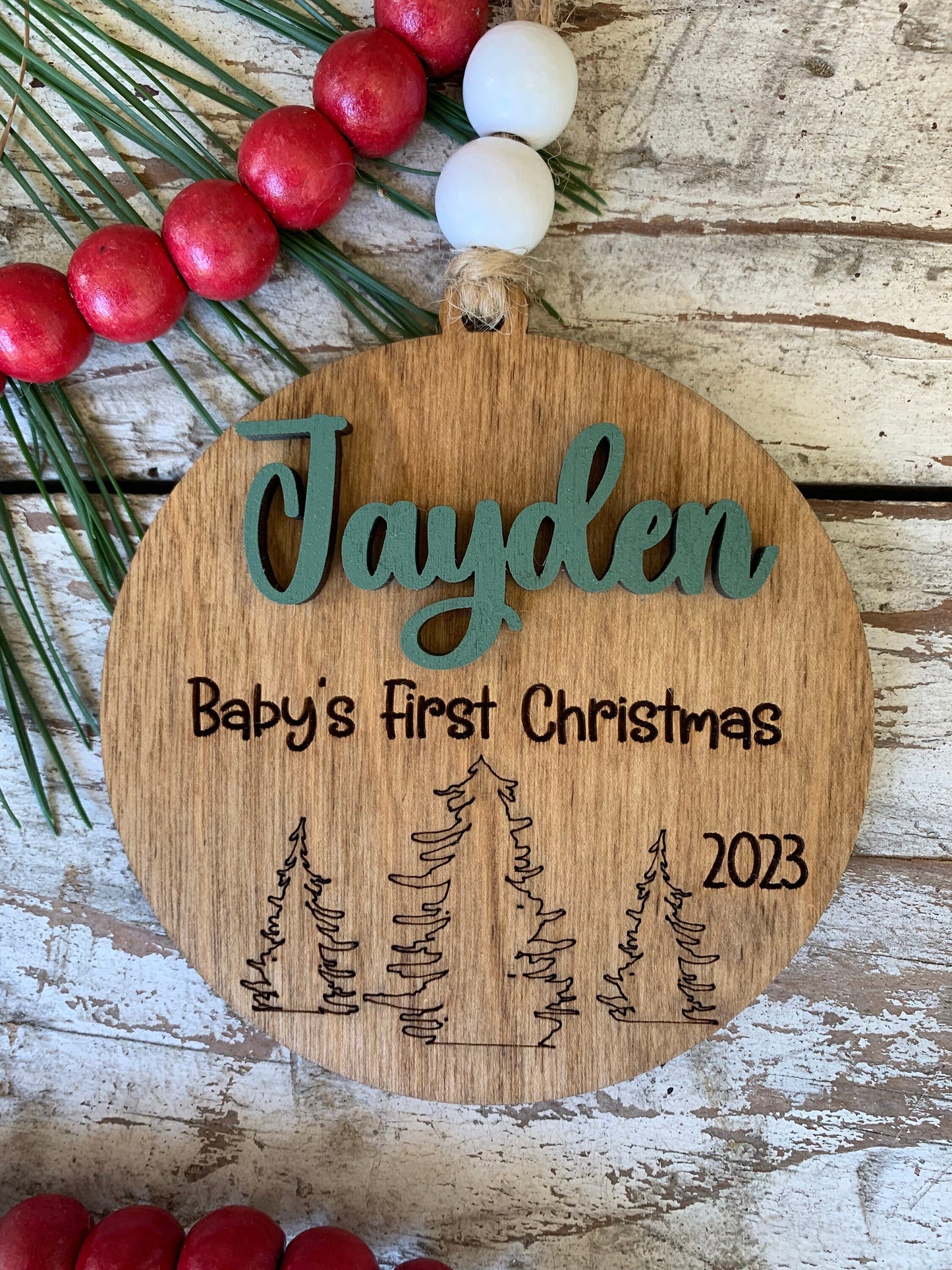 2026 Personalized Baby’s First Christmas Ornament with Forest Scene | New Baby Ornament | Newborn Keepsake | New Mom Gift | Babys First