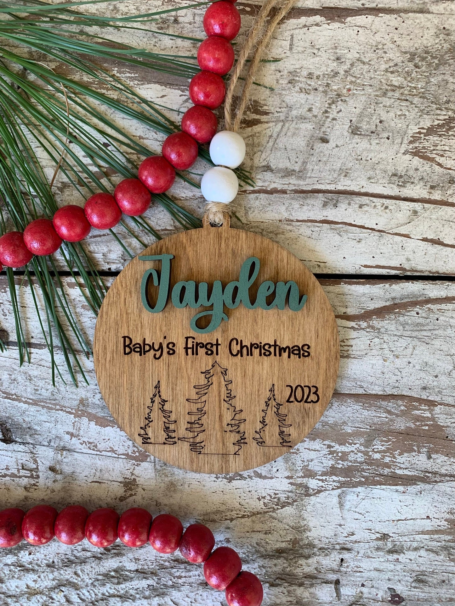 2026 Personalized Baby’s First Christmas Ornament with Forest Scene | New Baby Ornament | Newborn Keepsake | New Mom Gift | Babys First