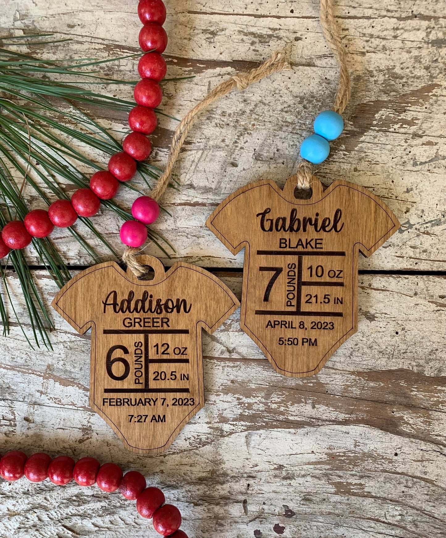 Personalized Onesie Baby’s First Christmas Ornament | Birth Stats Ornament | Newborn Keepsake | New Mom Gift | Baby Announcement