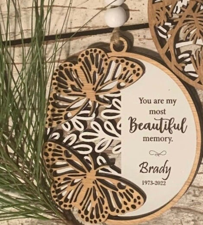Personalized Memorial Butterfly Christmas Tree Ornament | Sympathy Gift | Loved One Memorial | Remembrance Ornament | In Loving Memory Mom