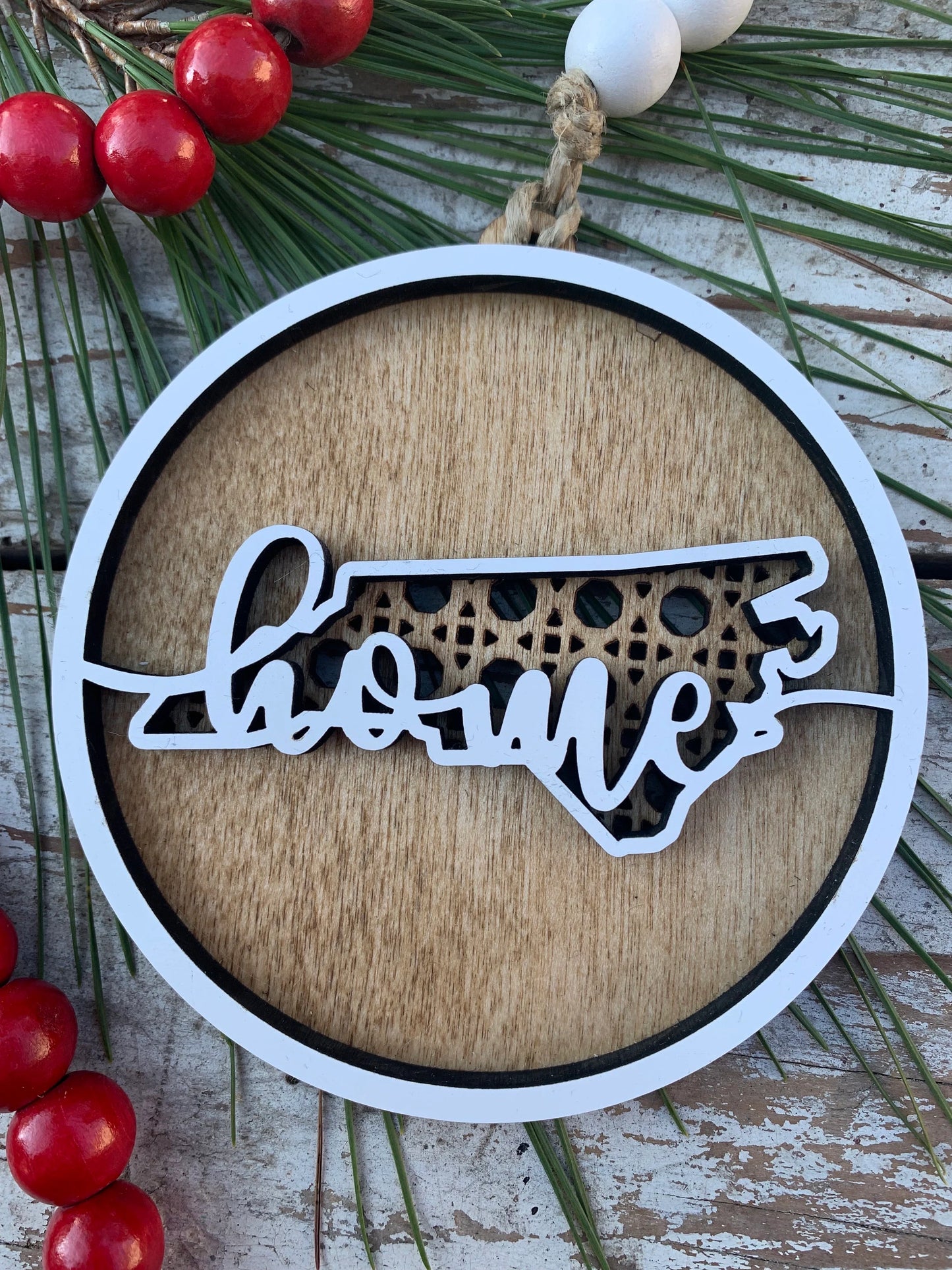 North Carolina Rattan Home Christmas Tree Ornament | NC Home | Gift for Co-Workers in NC | North Carolina Ornament | Tarheel State