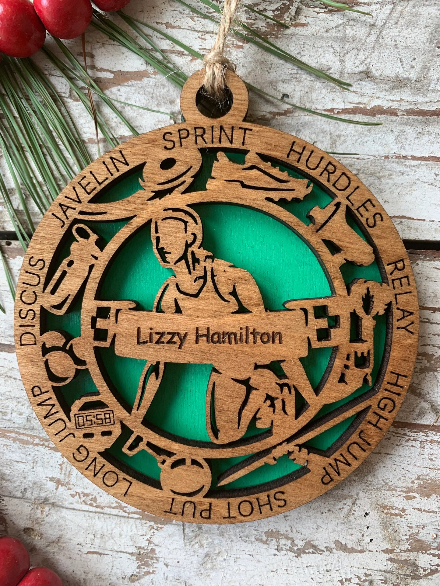Personalized Track Boy or Girl Christmas Tree Ornament | High School Track & Field Team Gift | Custom Runner| Shot Put | High Jump | Discus