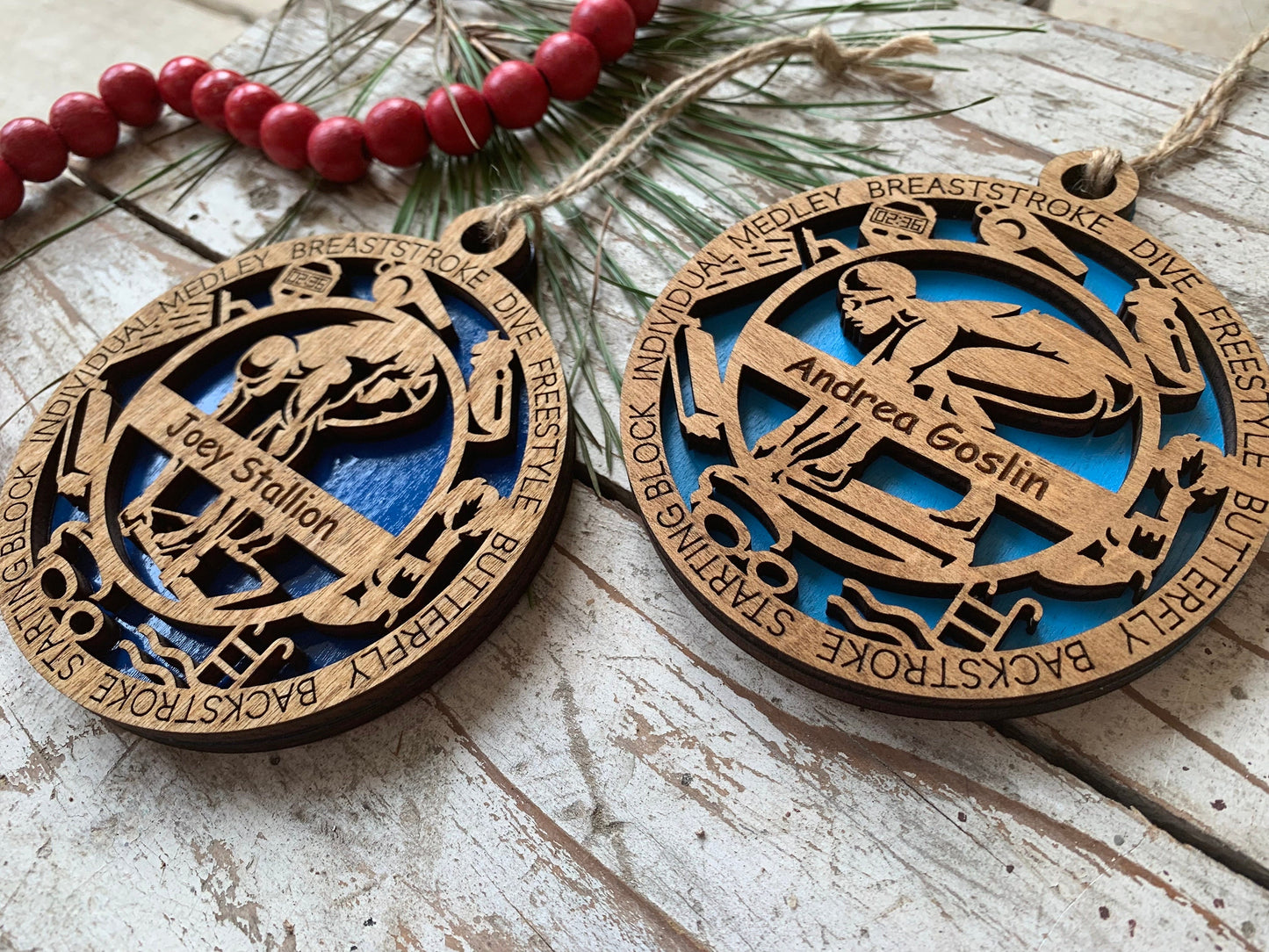 Personalized Swim Girl or Boy Christmas Tree Ornament | Gift for High School Swimmer | Swimming Team Coach Gift