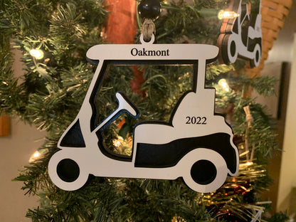 Golf Cart Christmas Tree Ornament | Personalized Gift for Golf Lover | Golf Trip Souvenir | Golf Course Employees Gift | High School Golf