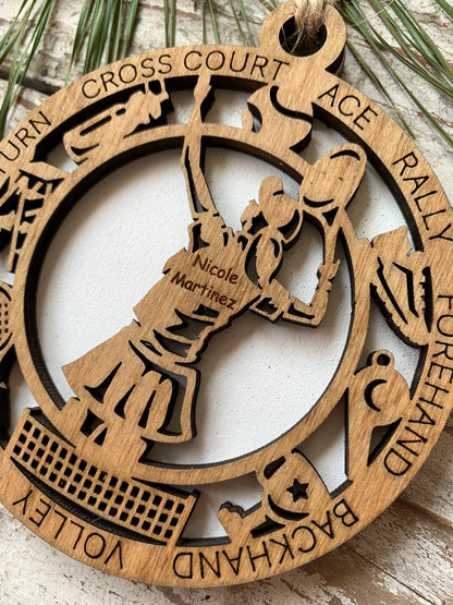 Personalized Tennis Player Boy or Girl Christmas Tree Ornament | Gift for High School Tennis Team