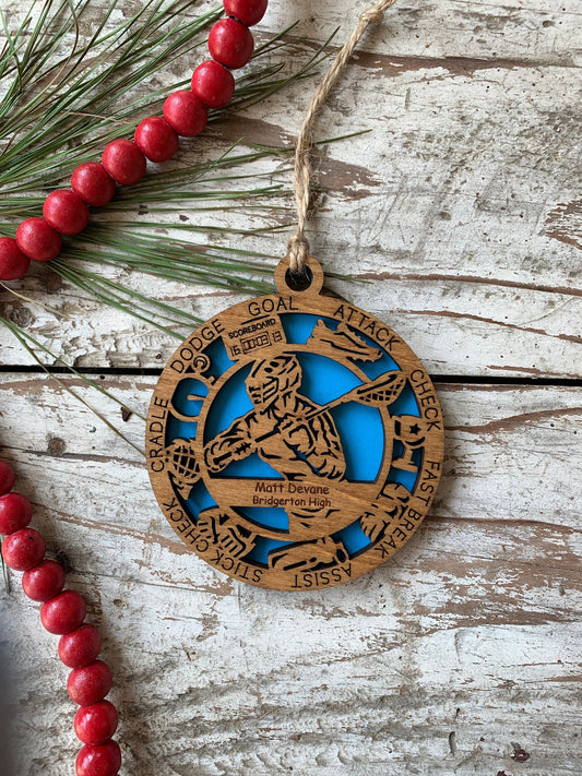 Personalized Lacrosse Christmas Tree Ornament | Gift for High School Lacrosse Team | Custom Lacrosse Ornament | Senior Lacrosse Gift