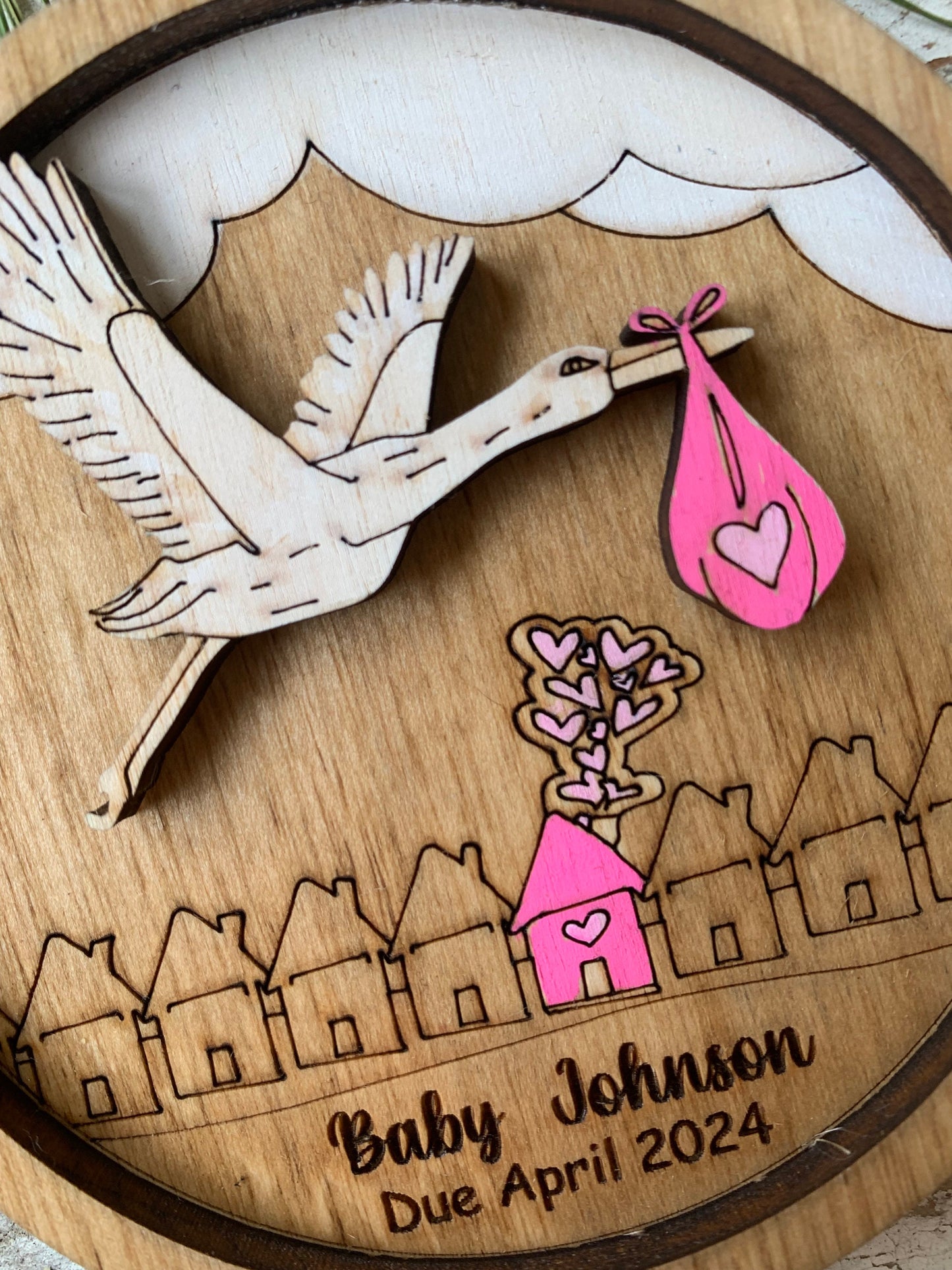 Personalized  Stork Baby Delivery Christmas Tree Ornament | Pregnancy Ornament | Gift for Expecting Parents | Baby Shower Gift Pregnant 2026