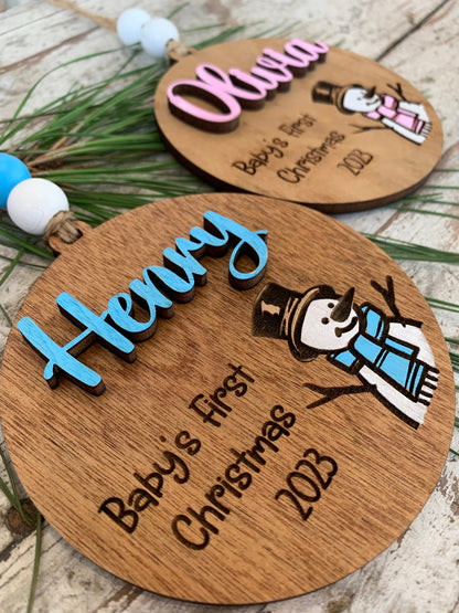 2026 Personalized Baby’s First Christmas Ornament with Snowman | New Baby Ornament | Newborn Keepsake | New Mom Gift | Babys First