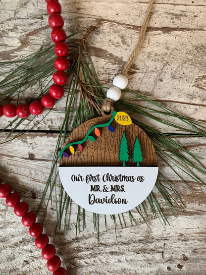 Personalized Our First Christmas as Mr. & Mrs. Ornament | 2026 Bride and Groom | Bridal Shower | Wedding Gift for Newlyweds | Trees