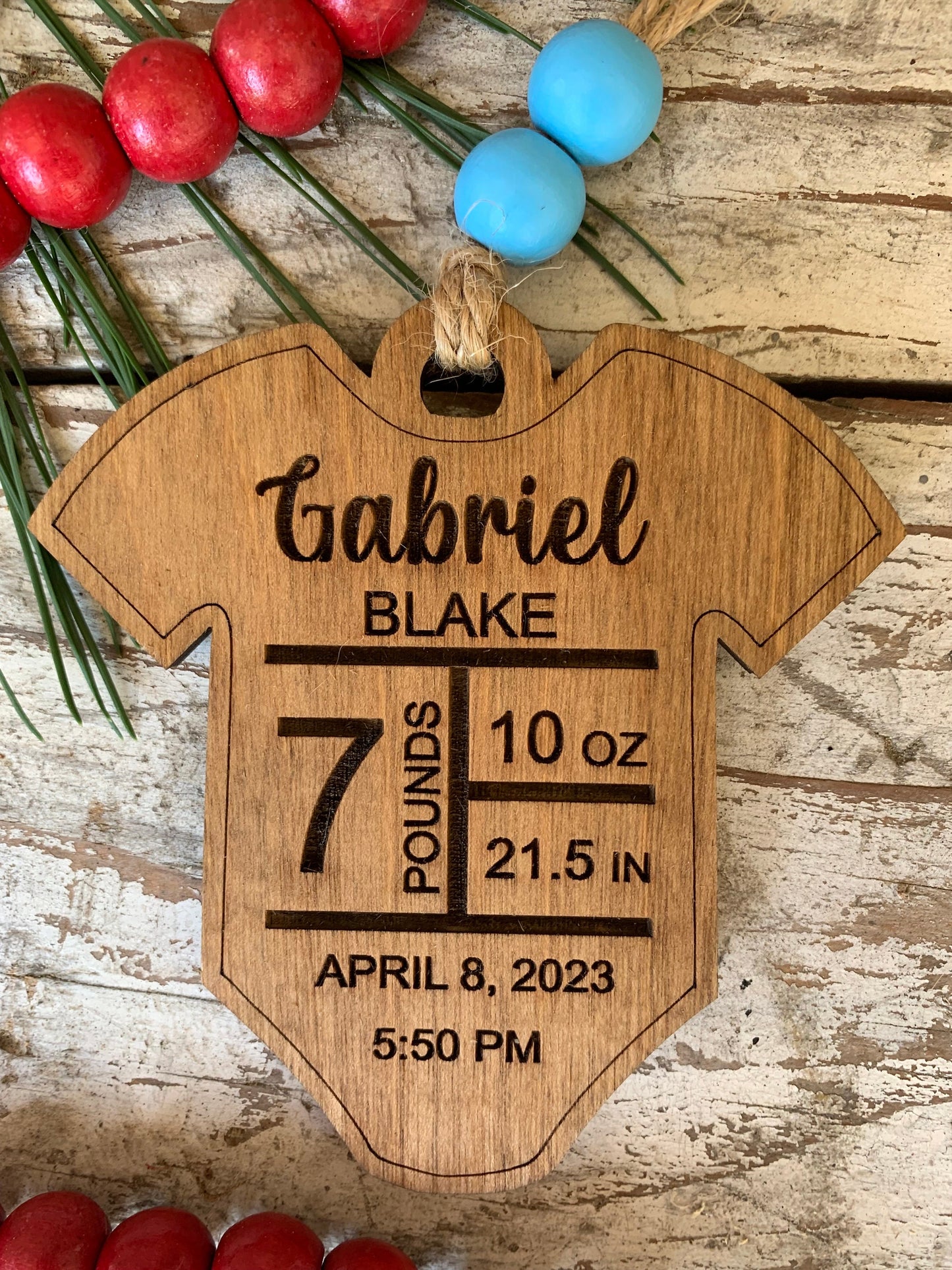 Personalized Onesie Baby’s First Christmas Ornament | Birth Stats Ornament | Newborn Keepsake | New Mom Gift | Baby Announcement