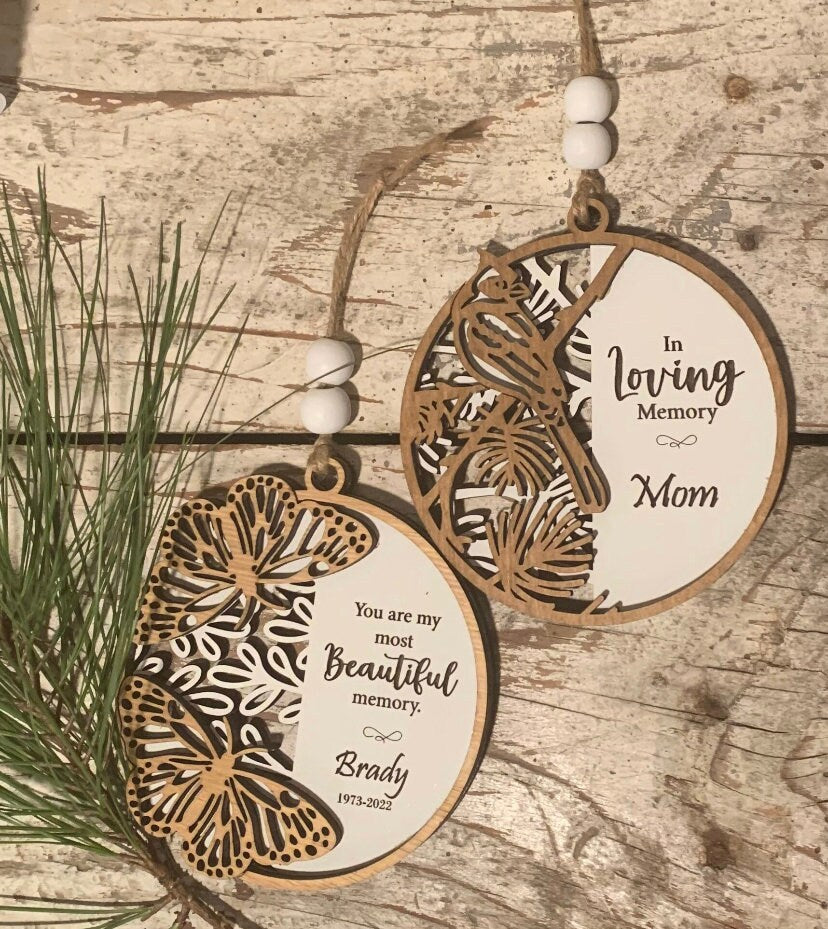 Personalized Memorial Butterfly Christmas Tree Ornament | Sympathy Gift | Loved One Memorial | Remembrance Ornament | In Loving Memory Mom