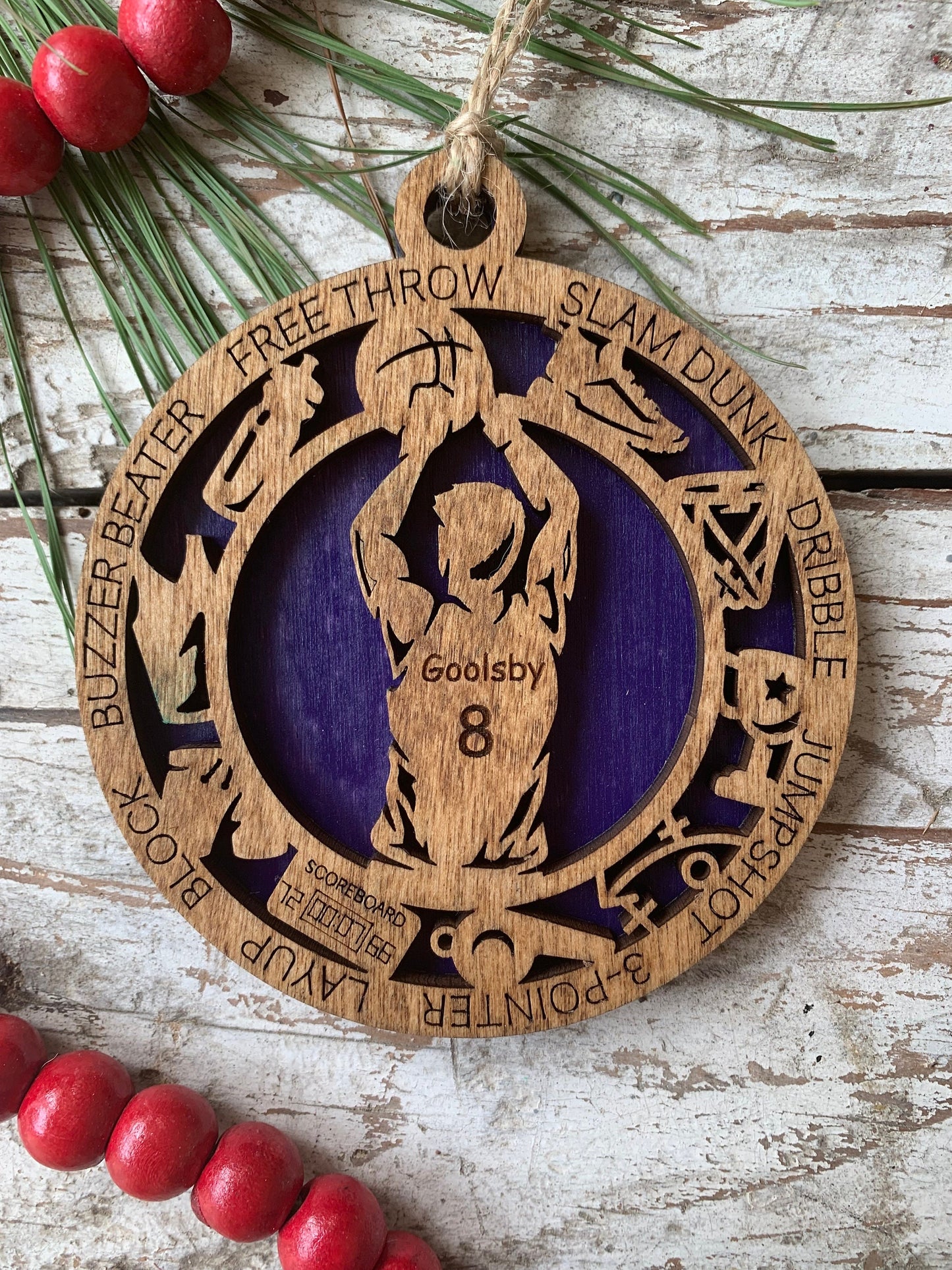 Personalized Basketball Christmas Tree Ornament | Gift for High School Basketball Team | Custom Boy or Girl Basketball Player Name Ornament