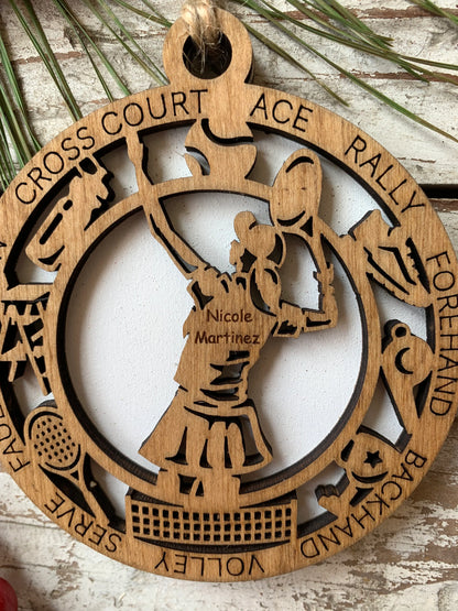Personalized Tennis Player Boy or Girl Christmas Tree Ornament | Gift for High School Tennis Team