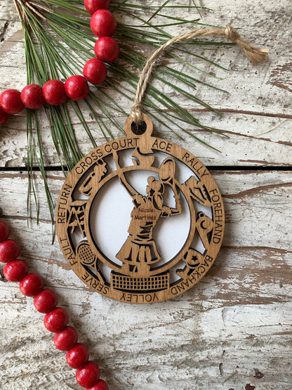 Personalized Tennis Player Boy or Girl Christmas Tree Ornament | Gift for High School Tennis Team