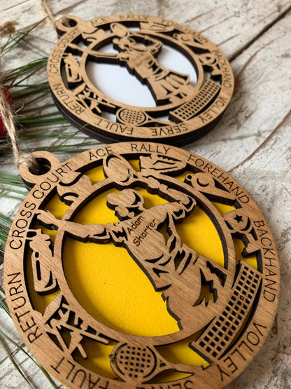 Personalized Tennis Player Boy or Girl Christmas Tree Ornament | Gift for High School Tennis Team