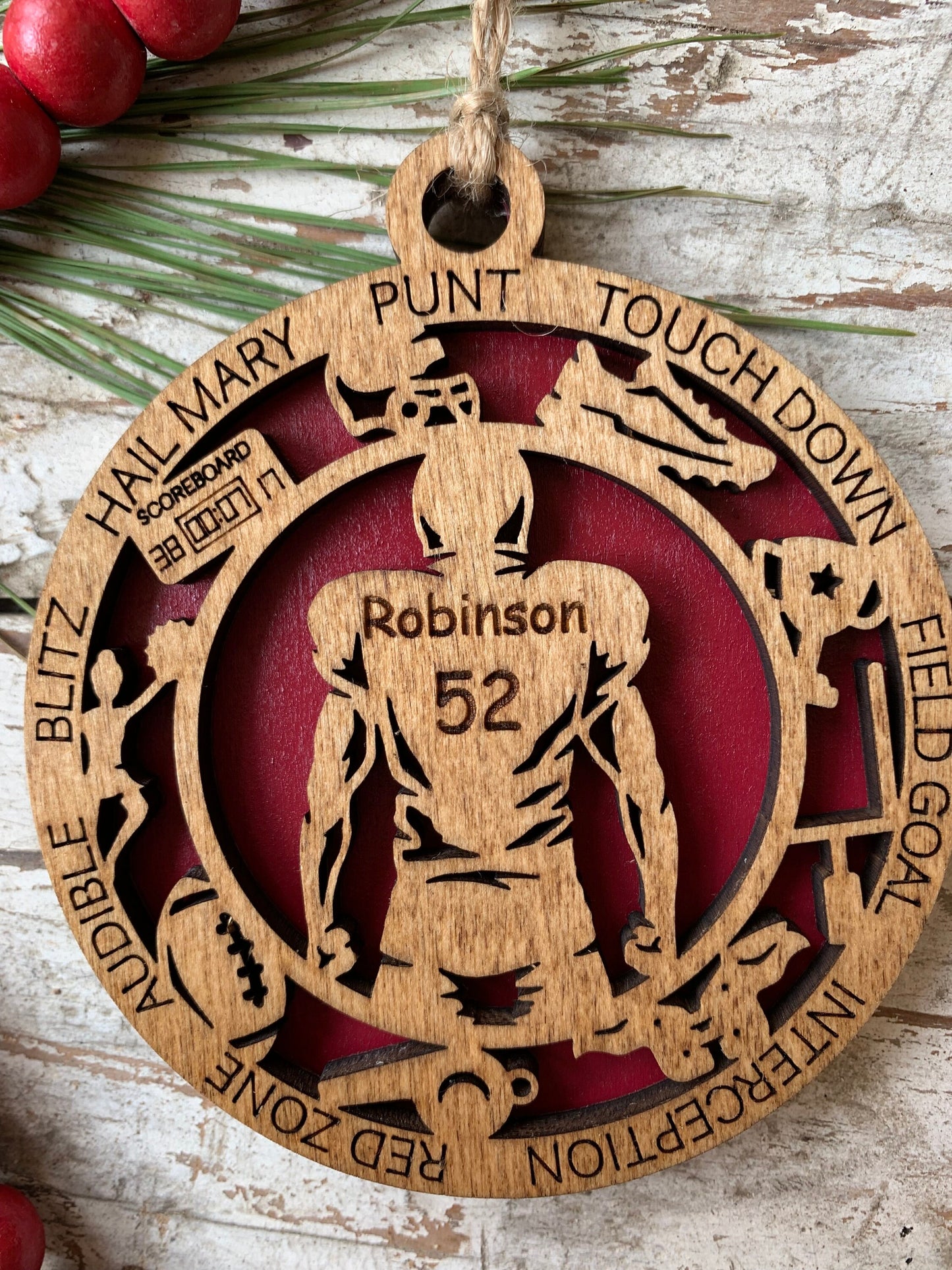 Personalized Football Christmas Tree Ornament | Gift for High School Football Team | Custom Football Player Ornament | Senior Football Gift
