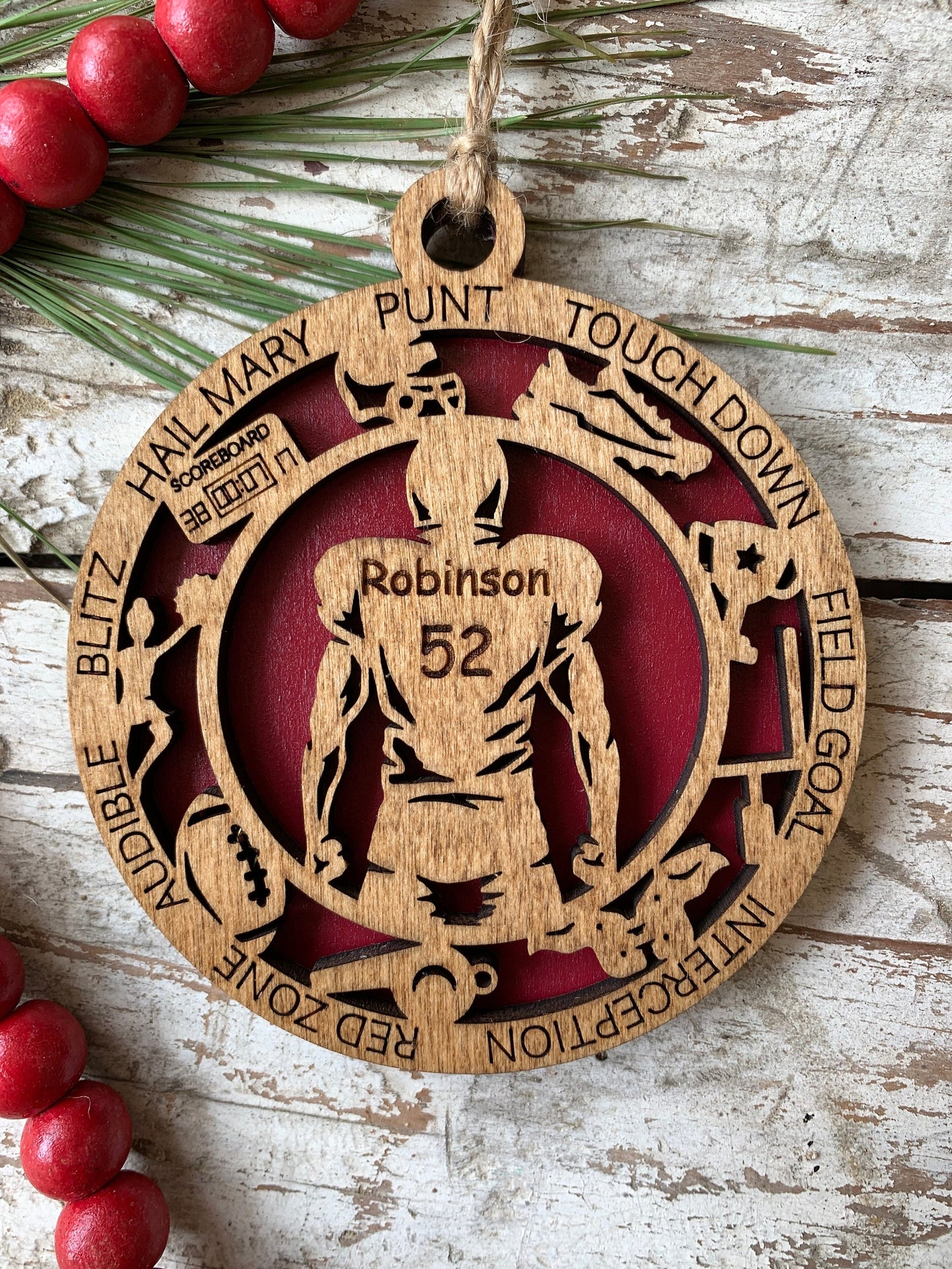 Personalized Football Christmas Tree Ornament | Gift for High School Football Team | Custom Football Player Ornament | Senior Football Gift
