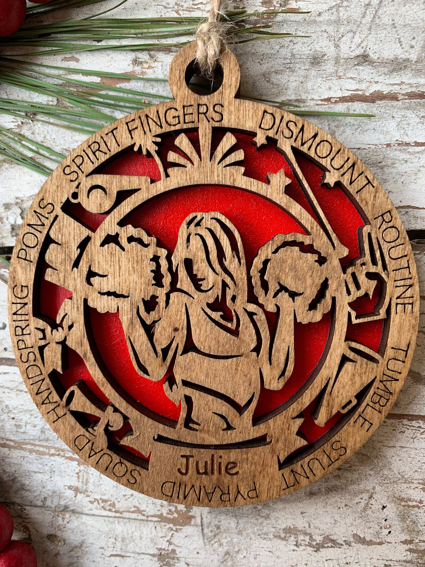 Personalized Cheerleader Christmas Tree Ornament | Gift for Varsity Cheerleading Team | Custom Cheerleader Ornament |