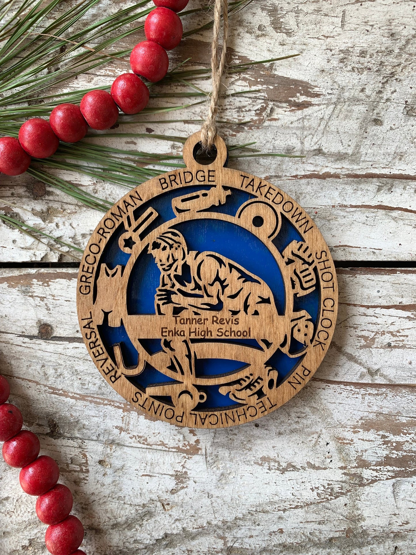 Personalized Wrestling Christmas Tree Ornament | Gift for High School Wrestling Team | Custom Wrestler Ornament | Senior Wrestler Team Gift