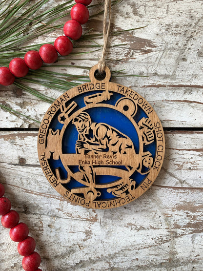 Personalized Wrestling Christmas Tree Ornament | Gift for High School Wrestling Team | Custom Wrestler Ornament | Senior Wrestler Team Gift