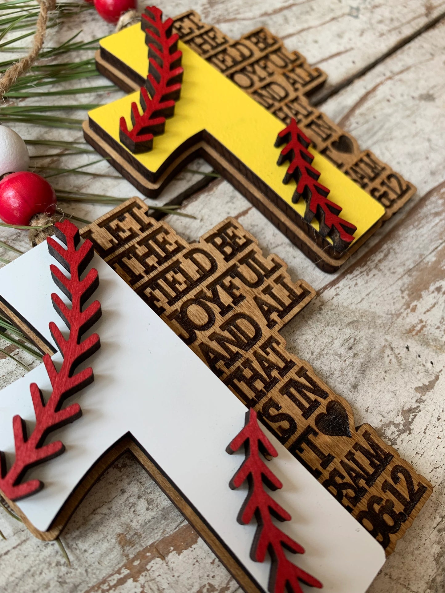 Religious Softball Christmas Tree Ornament | Psalm 96:12 | Softball Cross | Gift for Softball Player | Christian Softball Ornament