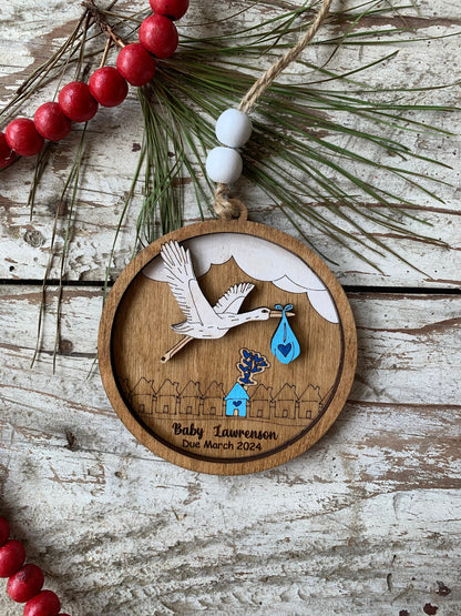 Personalized  Stork Baby Delivery Christmas Tree Ornament | Pregnancy Ornament | Gift for Expecting Parents | Baby Shower Gift Pregnant 2026