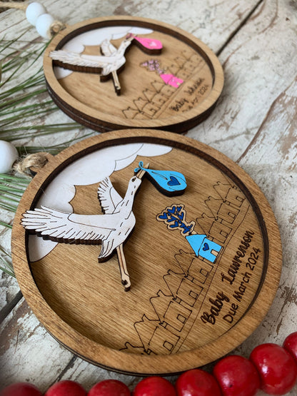 Personalized  Stork Baby Delivery Christmas Tree Ornament | Pregnancy Ornament | Gift for Expecting Parents | Baby Shower Gift Pregnant 2026