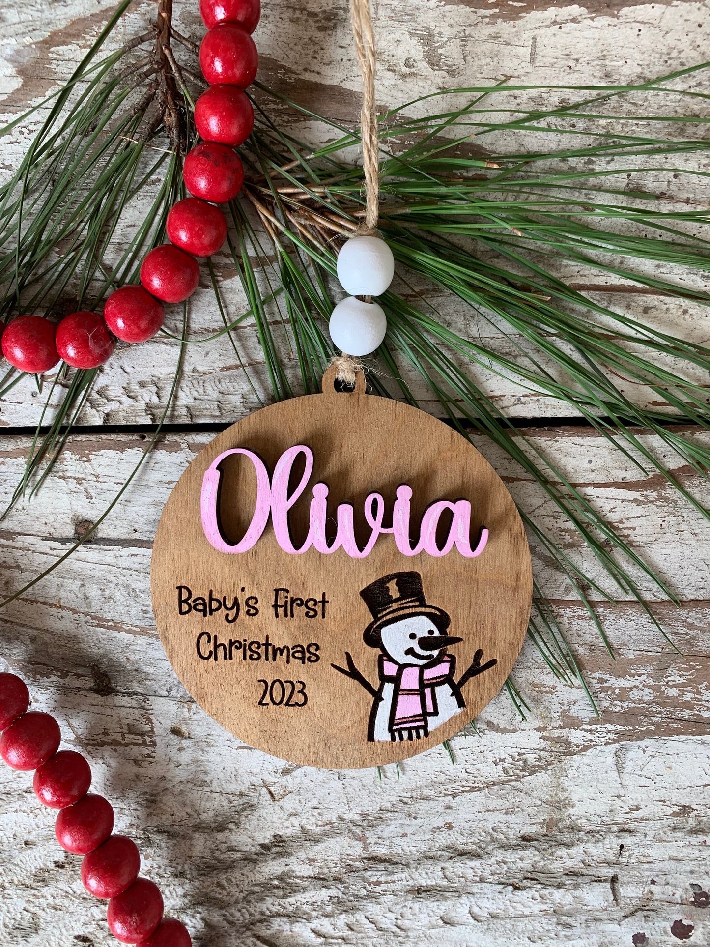 2026 Personalized Baby’s First Christmas Ornament with Snowman | New Baby Ornament | Newborn Keepsake | New Mom Gift | Babys First