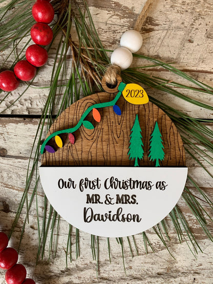 Personalized Our First Christmas as Mr. & Mrs. Ornament | 2026 Bride and Groom | Bridal Shower | Wedding Gift for Newlyweds | Trees