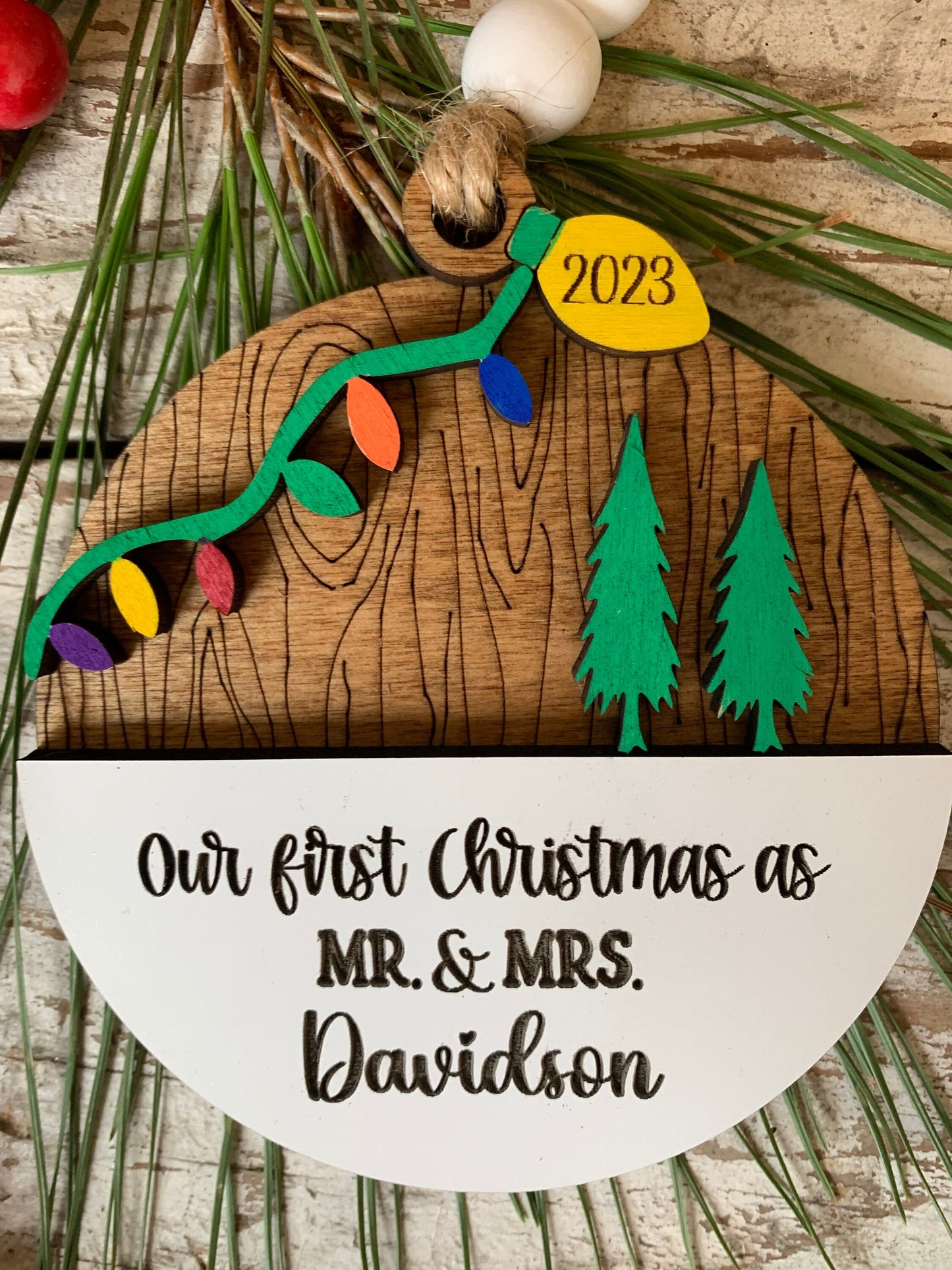 Personalized Our First Christmas as Mr. & Mrs. Ornament | 2026 Bride and Groom | Bridal Shower | Wedding Gift for Newlyweds | Trees