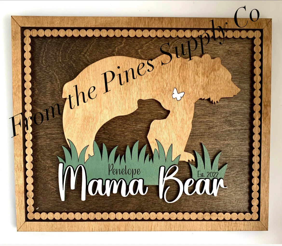 Personalized Mama Bear with Kids Names Sign | Custom Mothers Day Gift for Mom of up to 5 Cubs | Personalized Gift for Mother | Gift from Son