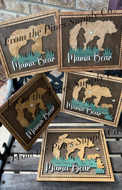 Personalized Mama Bear with Kids Names Sign | Custom Mothers Day Gift for Mom of up to 5 Cubs | Personalized Gift for Mother | Gift from Son