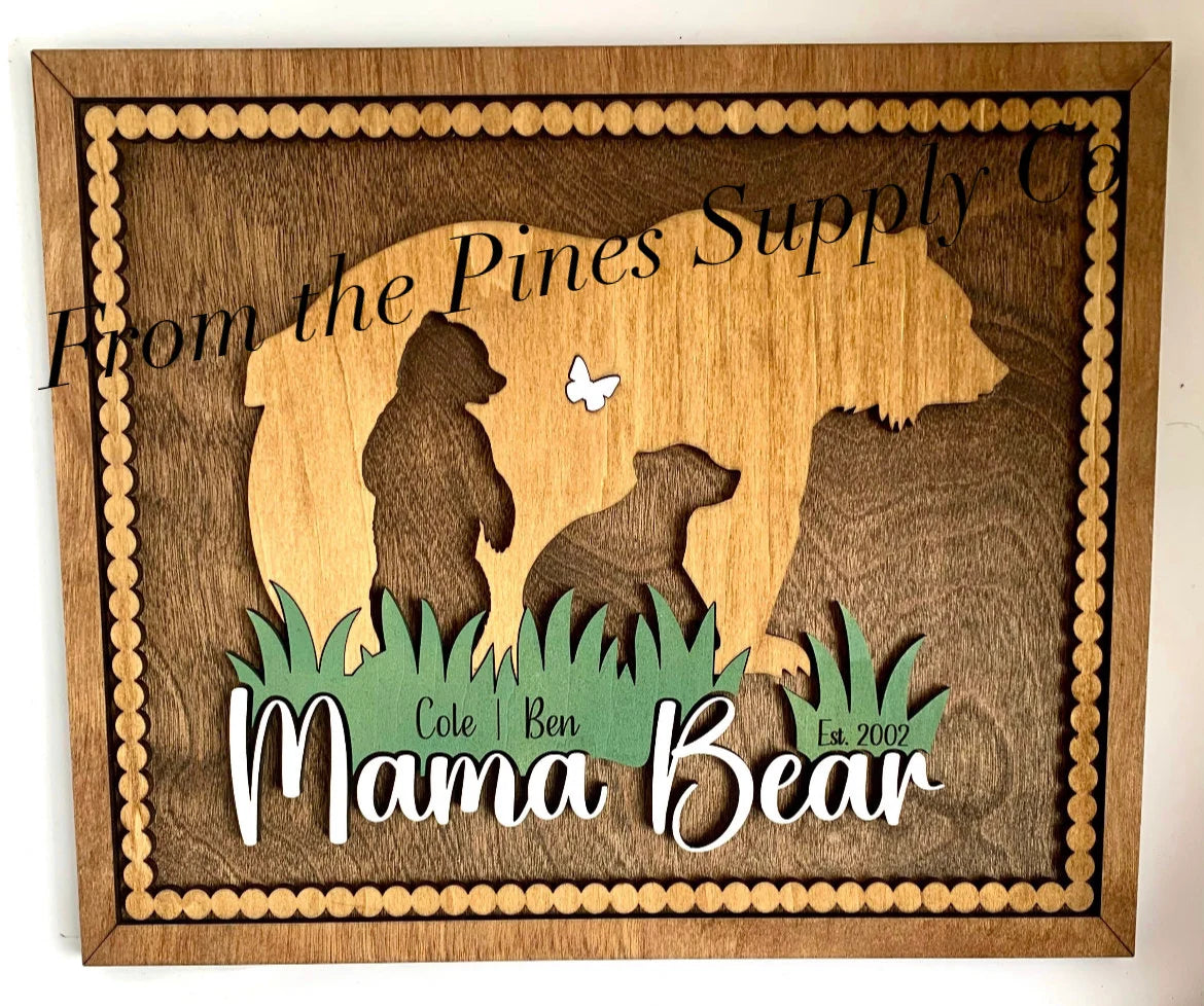 Personalized Mama Bear with Kids Names Sign | Custom Mothers Day Gift for Mom of up to 5 Cubs | Personalized Gift for Mother | Gift from Son