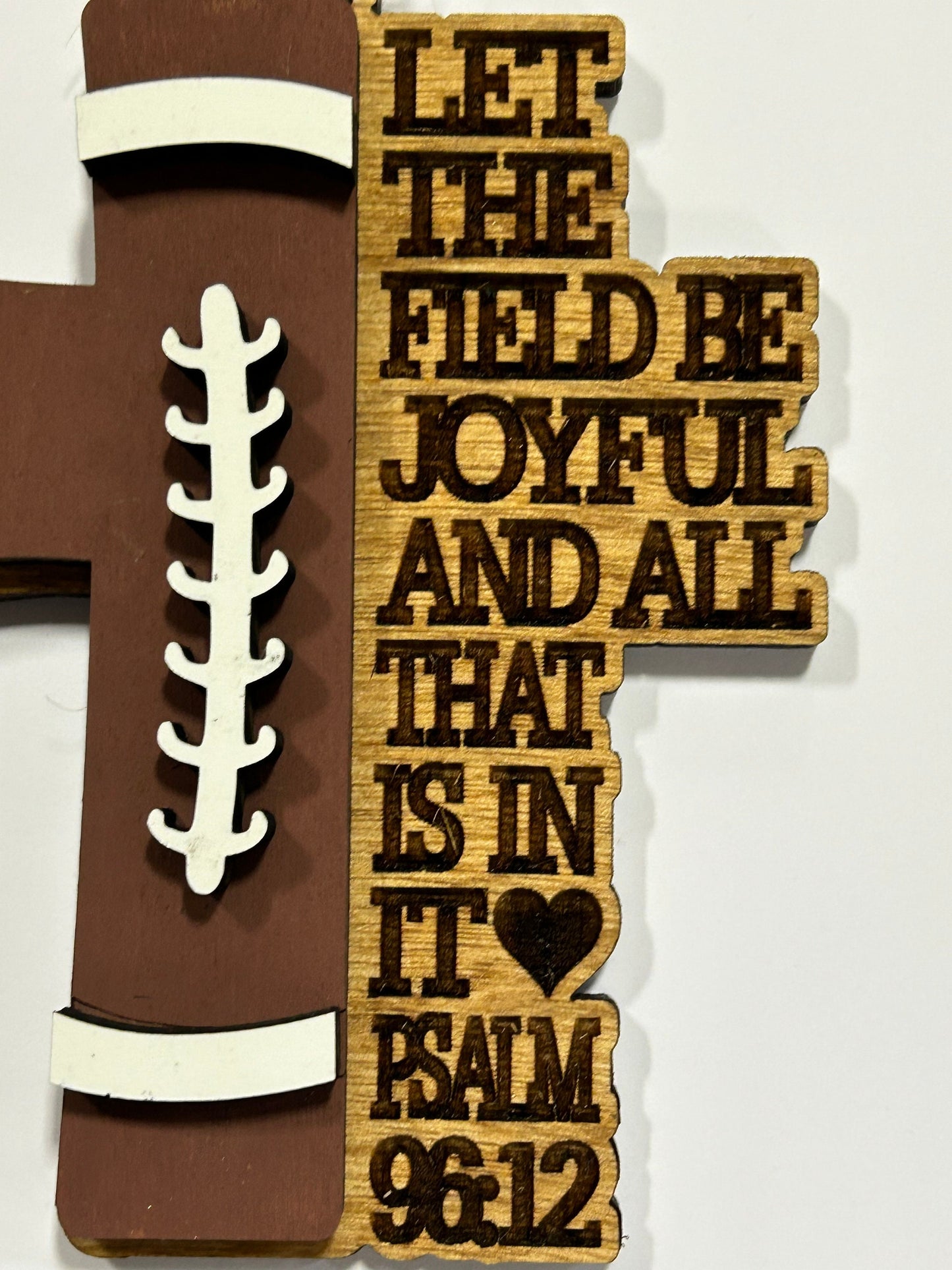 Religious Football Christmas Tree Ornament | Psalm 96:12 | Football Cross | Gift for Football Player | Christian Football Ornament