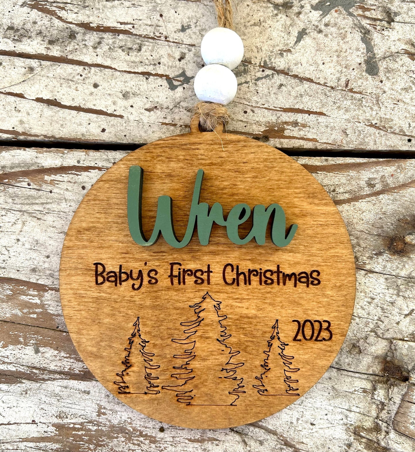 2026 Personalized Baby’s First Christmas Ornament with Forest Scene | New Baby Ornament | Newborn Keepsake | New Mom Gift | Babys First