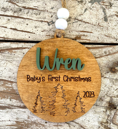 2026 Personalized Baby’s First Christmas Ornament with Forest Scene | New Baby Ornament | Newborn Keepsake | New Mom Gift | Babys First