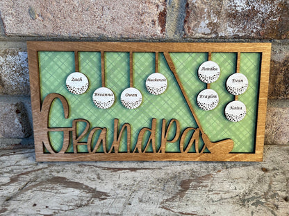Personalized Dad or Grandpa Golf Sign | Fathers Day Golfing Gift for Daddy | Golfer Gift for Papa Pops Pappy | Golf Lover Custom Present