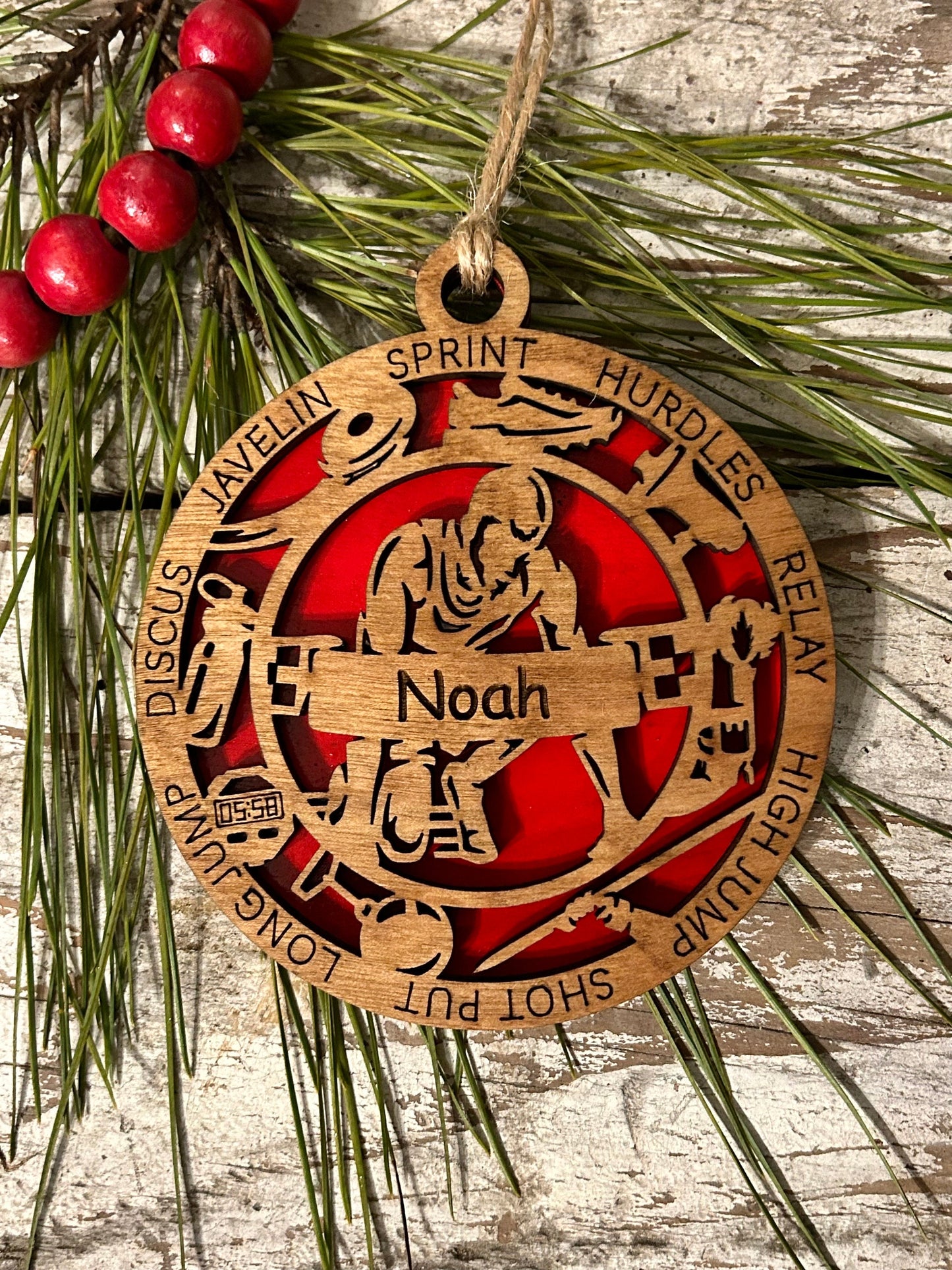 Personalized Track Boy or Girl Christmas Tree Ornament | High School Track & Field Team Gift | Custom Runner| Shot Put | High Jump | Discus