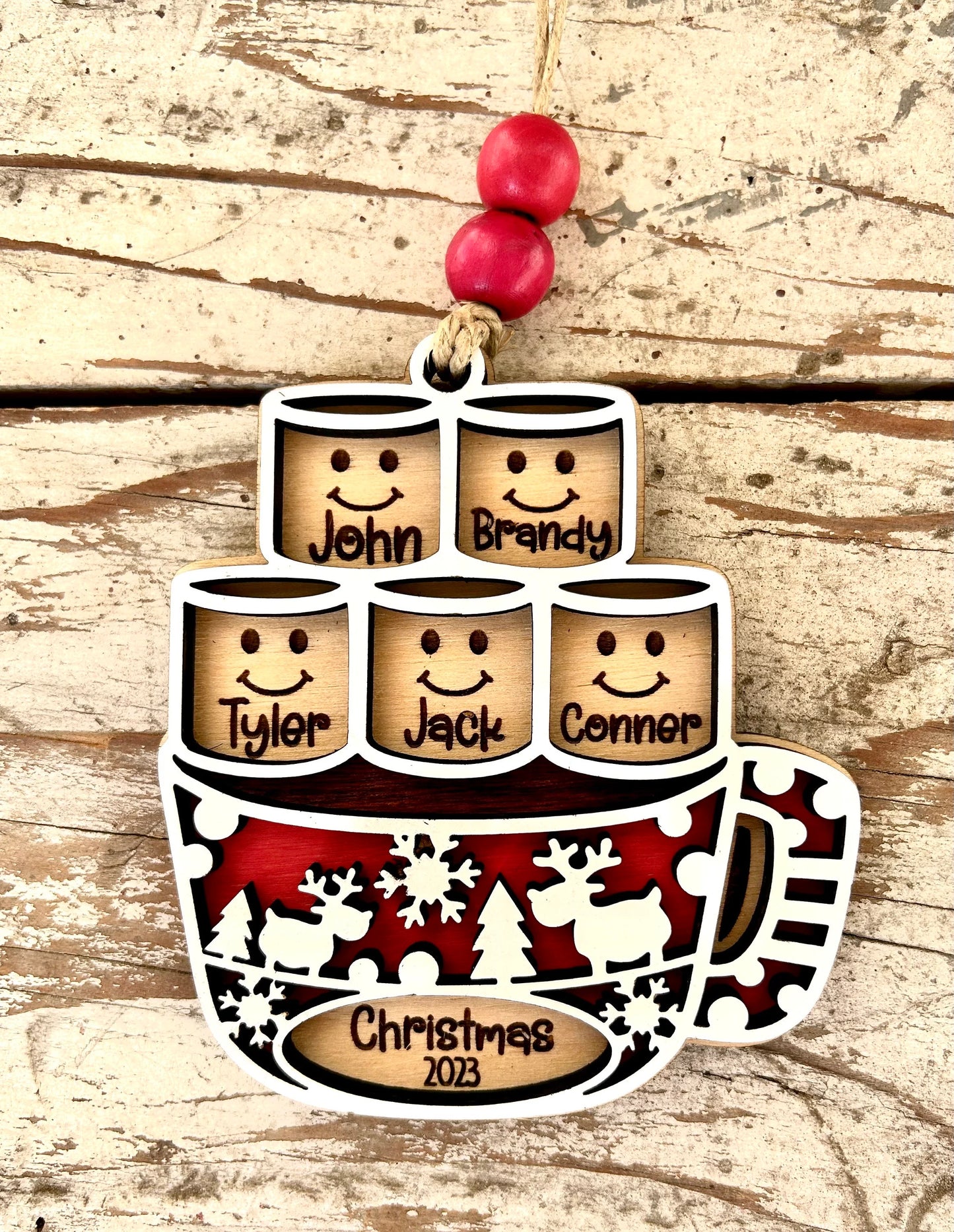 Personalized Hot Cocoa Family Christmas Tree Ornament | Hot Chocolate Marshmallow Family Ornament | Family Christmas Ornament | Family Gift