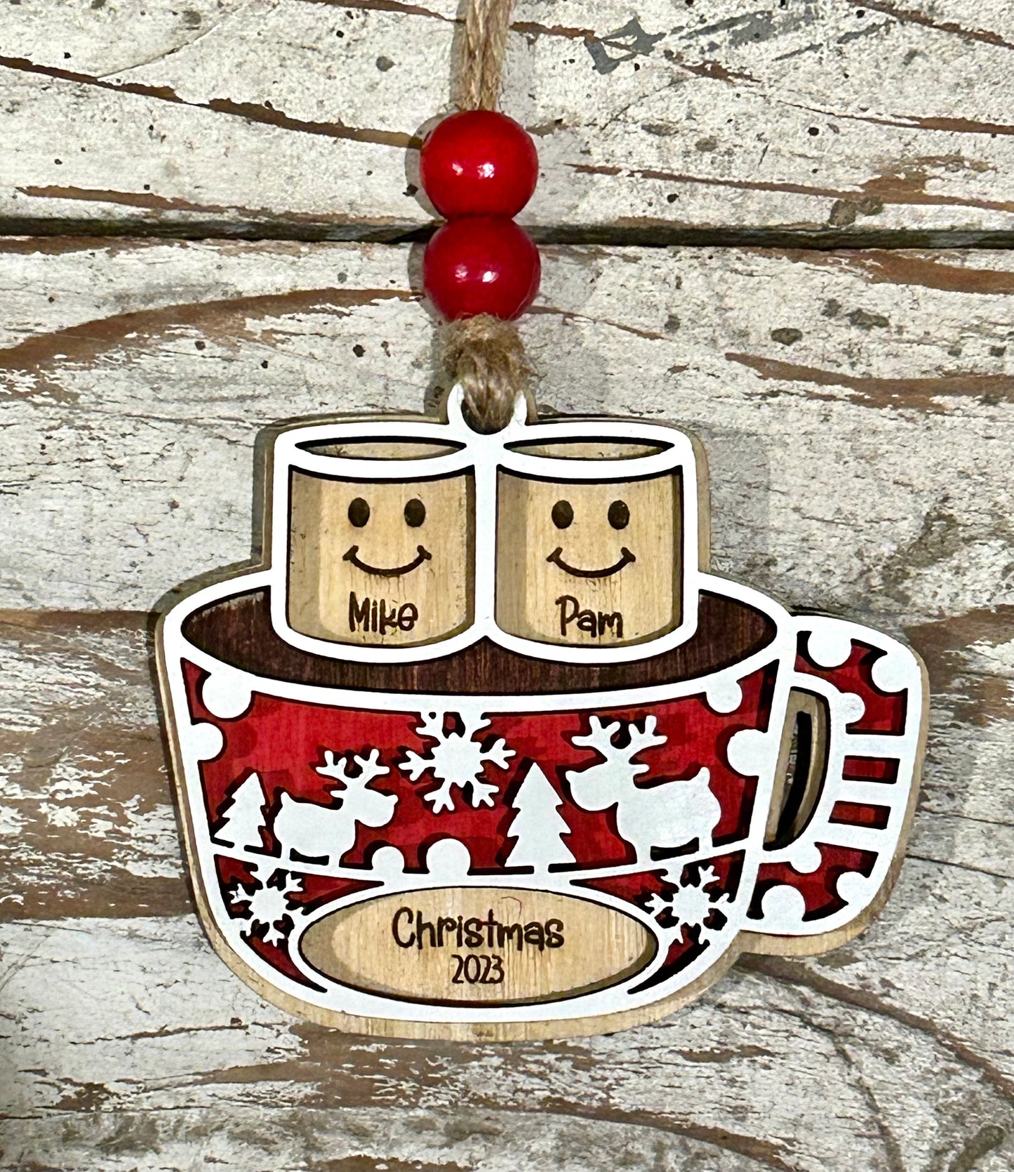 Personalized Hot Cocoa Family Christmas Tree Ornament | Hot Chocolate Marshmallow Family Ornament | Family Christmas Ornament | Family Gift