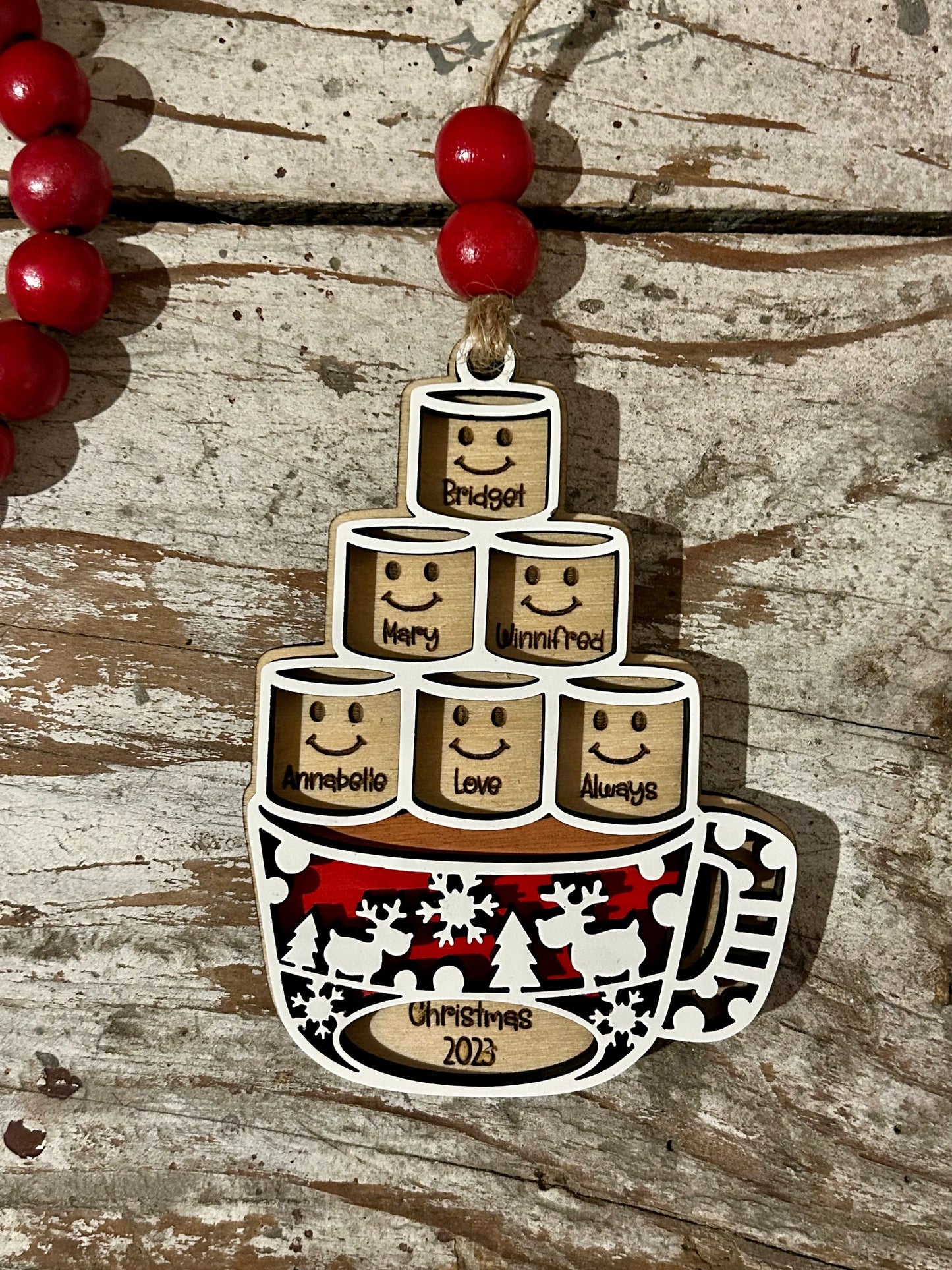 Personalized Hot Cocoa Family Christmas Tree Ornament | Hot Chocolate Marshmallow Family Ornament | Family Christmas Ornament | Family Gift