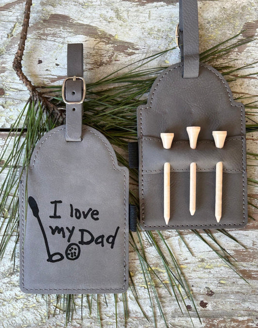 Dad / Daddy Golf Tee Holder Personalized Using Child Handwriting | Golfer Fathers Day Gift from Son or Daughter | Gift for Golfing Grandpa