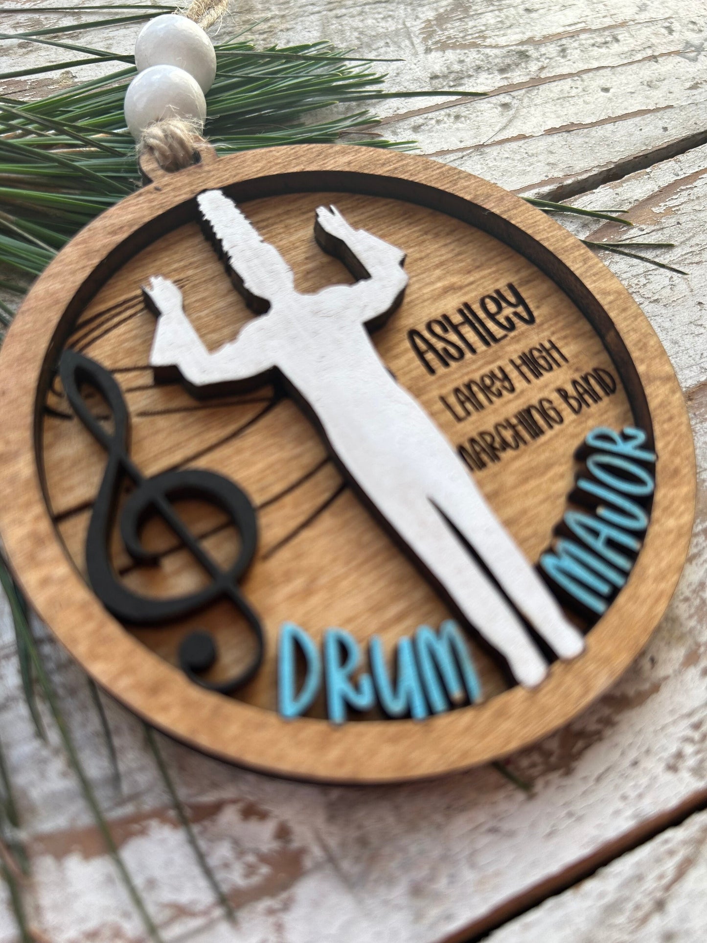 Personalized Drum Major Marching Band Christmas Tree Ornament |  Custom Band Leader Gift | Gift for Band Director | Music Lover | Conductor