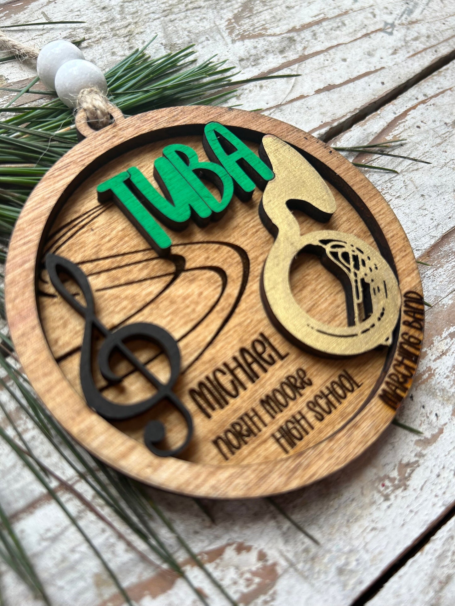 Personalized Tuba Marching Band Christmas Tree Ornament | Brass Music Instrument Ornament | Custom Band Gift | Gift for Band Director
