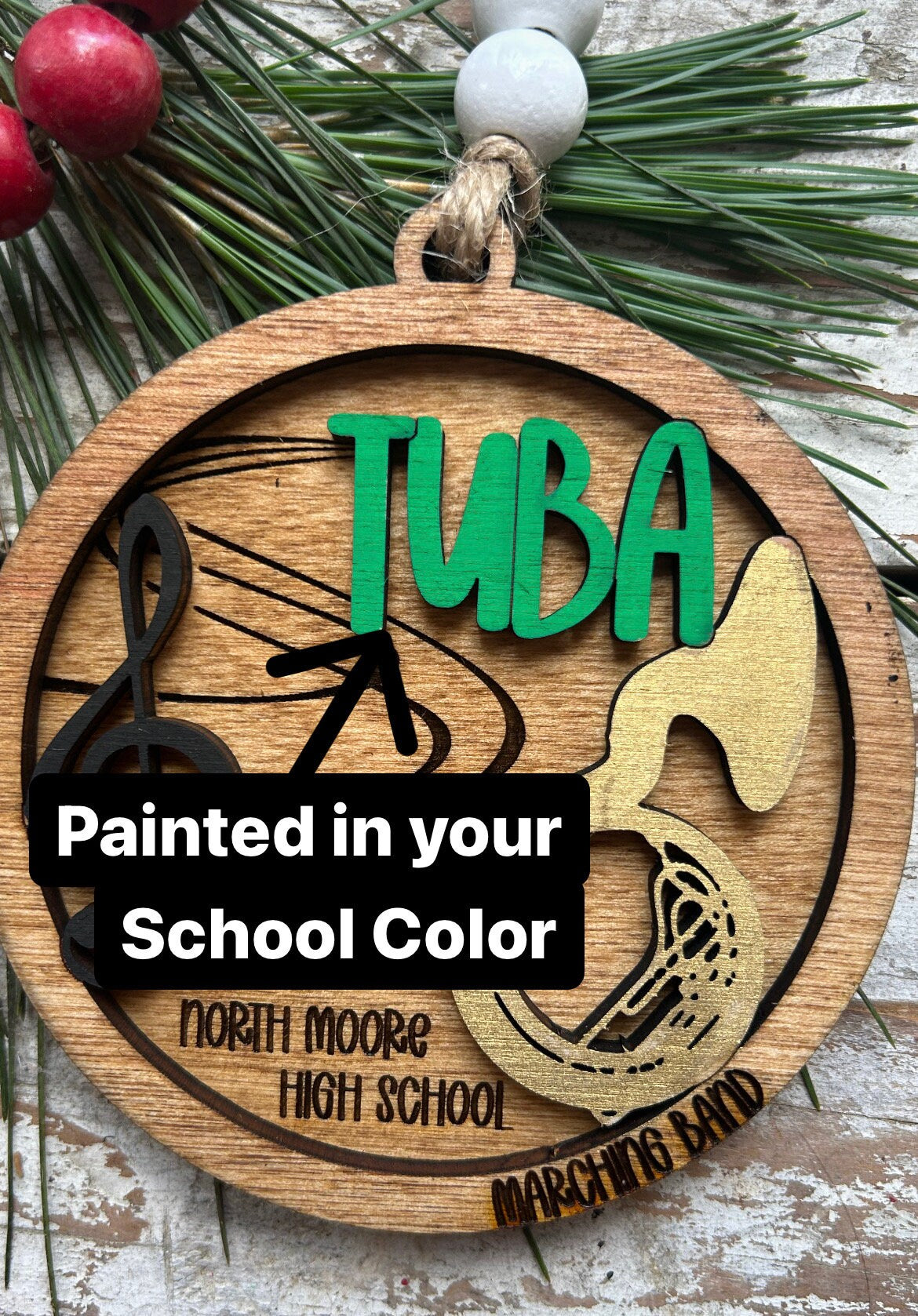 Personalized Tuba Marching Band Christmas Tree Ornament | Brass Music Instrument Ornament | Custom Band Gift | Gift for Band Director