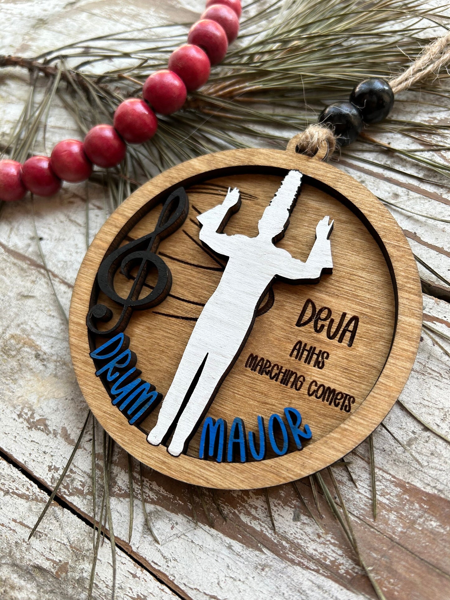 Personalized Drum Major Marching Band Christmas Tree Ornament |  Custom Band Leader Gift | Gift for Band Director | Music Lover | Conductor