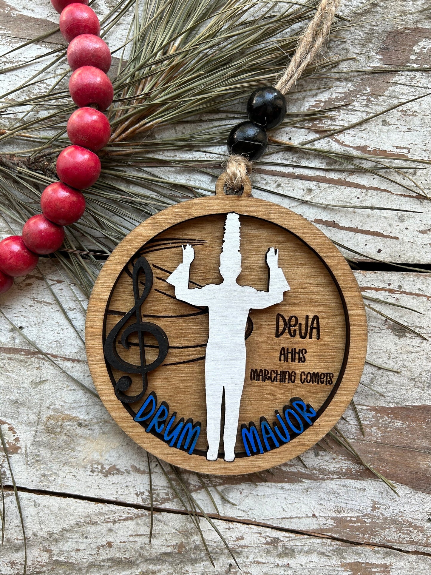 Personalized Drum Major Marching Band Christmas Tree Ornament |  Custom Band Leader Gift | Gift for Band Director | Music Lover | Conductor