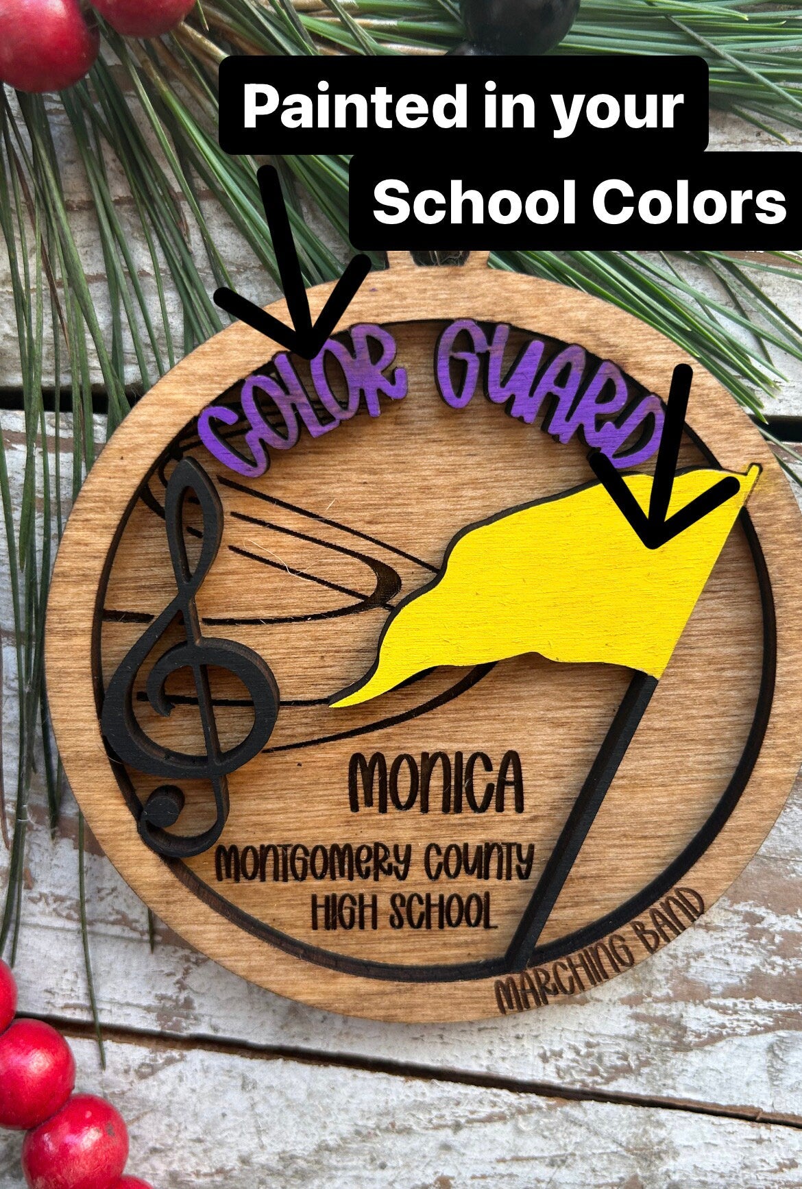 Personalized Color Guard Coach Marching Band Christmas Tree Ornament | Flags Custom Band Gift | Gift for Flag Girls | Color Guard Team Gift