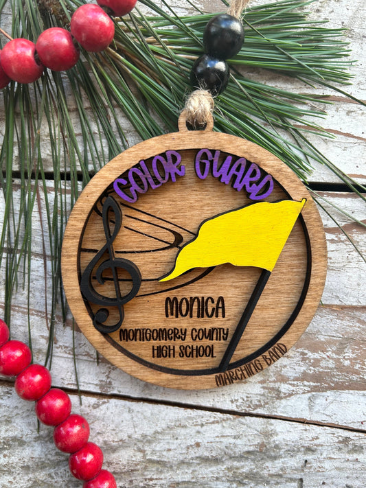 Personalized Color Guard Marching Band Christmas Tree Ornament | Flags Custom Band Gift | Gift for Flag Girls | Color Guard Team Gift