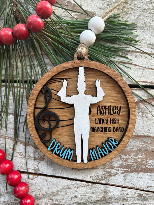 Personalized Drum Major Marching Band Christmas Tree Ornament |  Custom Band Leader Gift | Gift for Band Director | Music Lover | Conductor